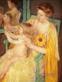 Mutter eine Sonnenblume Tragen auf ihrem Kleid Mütter Kinder Mary Cassatt